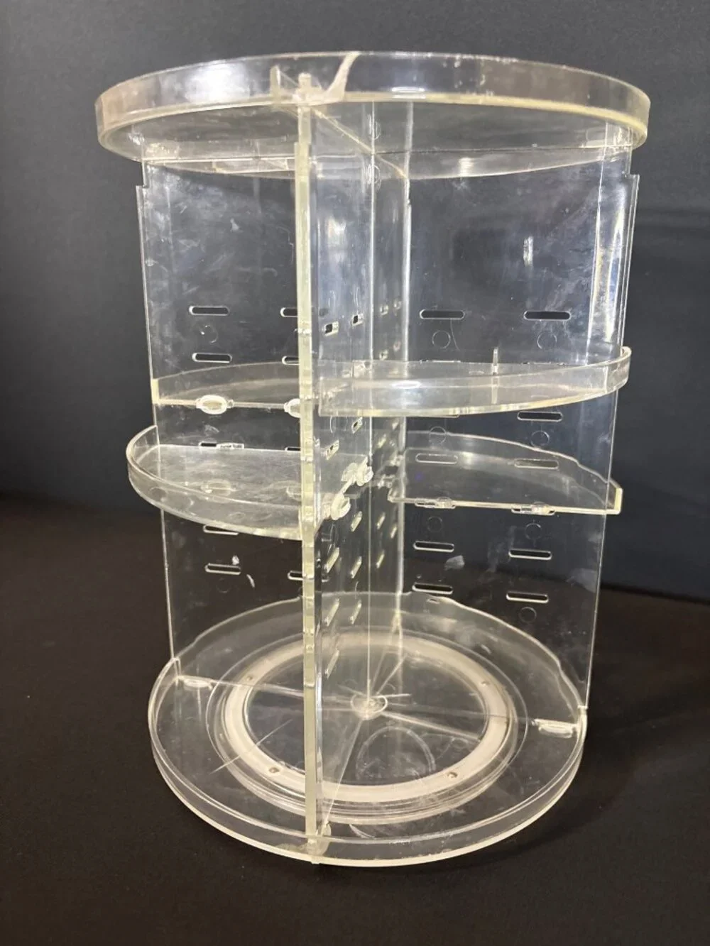 Clear Acrylic Makeup Organizer Storage Carousel With Adjustable Compartments